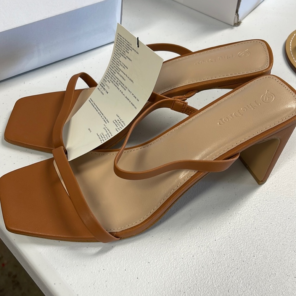 The Drop Tan Heeled Sandals NWT